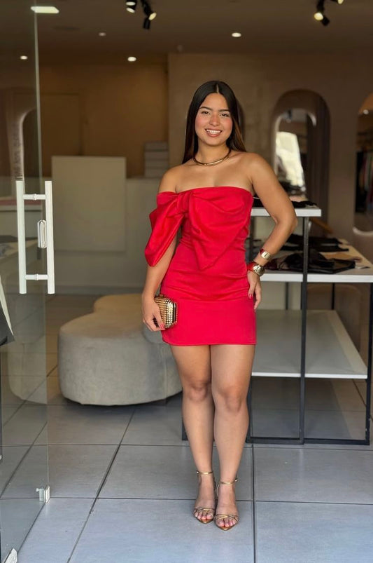 Simple Sheath Strapless Red Satin With Ruffled Freshman Short 7th Grade Dance Dresses Inspo Senior Homecoming Outfit RB4745