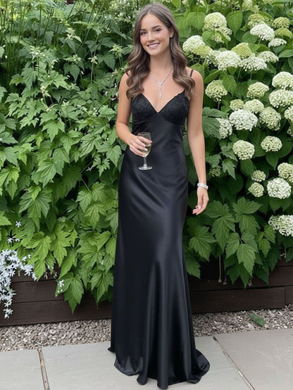 Blue Mermaid V-neck Beaded Back Tie Long Prom Dress Party Dresses For Women AB1476