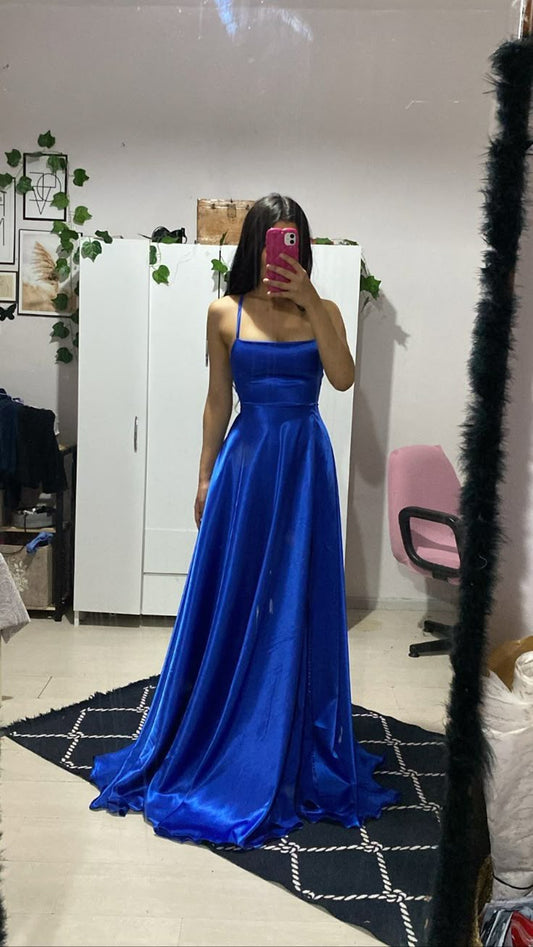 robes de bal longues simples, robe de bal bleu roi N2493