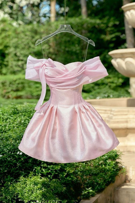 Beautiful Ball Gown Off The Shoulder Pink Short Homecoming Dress Inspo Ideas Mini Party Dresses RB6918
