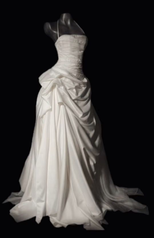 Romantic Women's Ball Gown Halter 80s With Ruched Pleated Satin Sweep Train Wedding Dresses AB1493