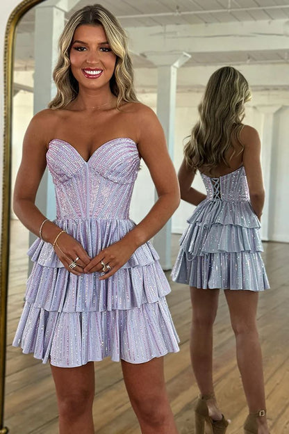 Robes de bal de princesse spéciales scintillantes et délicates avec volants RB3204
