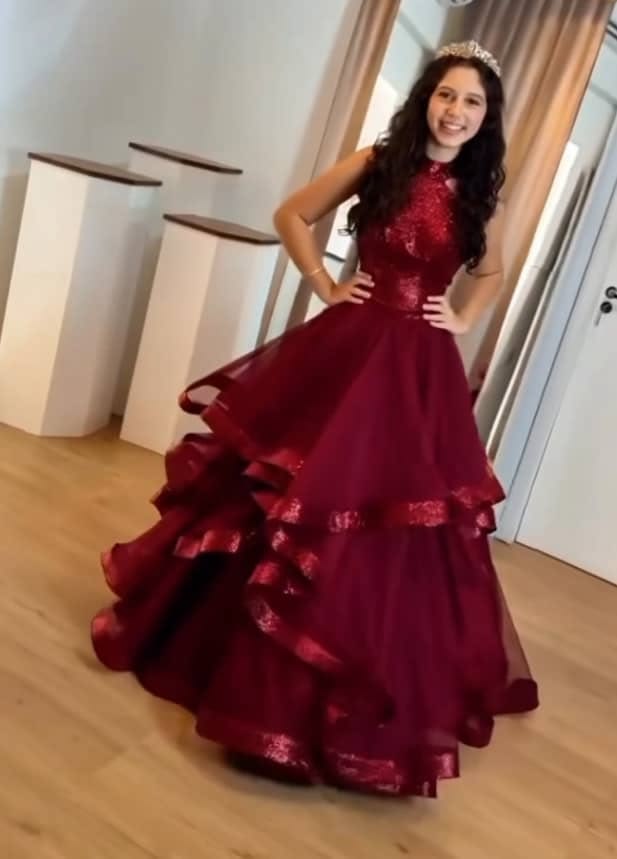 Sequin Prom Dress Sexy Ball Gown Halter Sleeveless Burgundy Long Party Evening Formal Gown RC1214