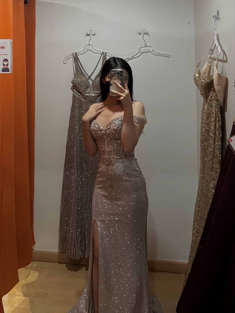 Robe de bal sirène sexy à épaules dénudées, sequins et manches perlées, longue robe de soirée, robe de cérémonie, robe de mariage N366