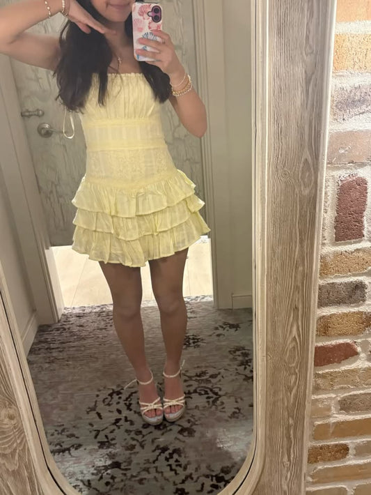 Cute A line Strapless Yellow Mini Hoco & Homecoming Dress Short Party Dresses RB6532