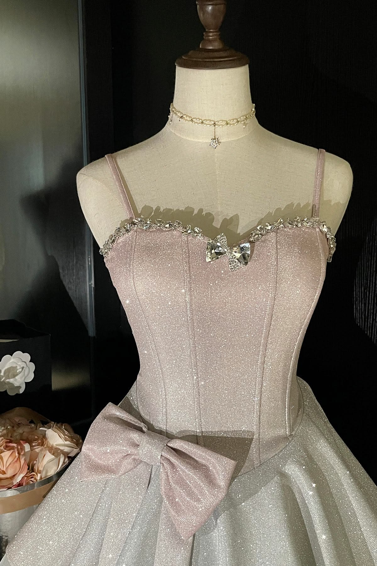Sparkly Ball Gown Spaghetti Strap Pink Sequin Mini Senior Inspo Short Party Outfits Formal Homecoming Dresses RB3029
