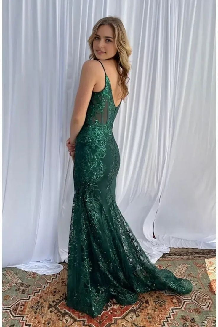Glitzerndes Meerjungfrauen-Kleid mit Spaghettiträgern, pinkfarbener Paillettenspitze, langes formelles Ballkleid, 22. Geburtstagskleid AB1365