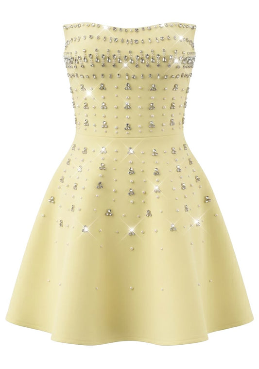 Cute Hoco Dress Homecoming Dresses Ball Gown Strapless Yellow Birthday Party Gown RB6309