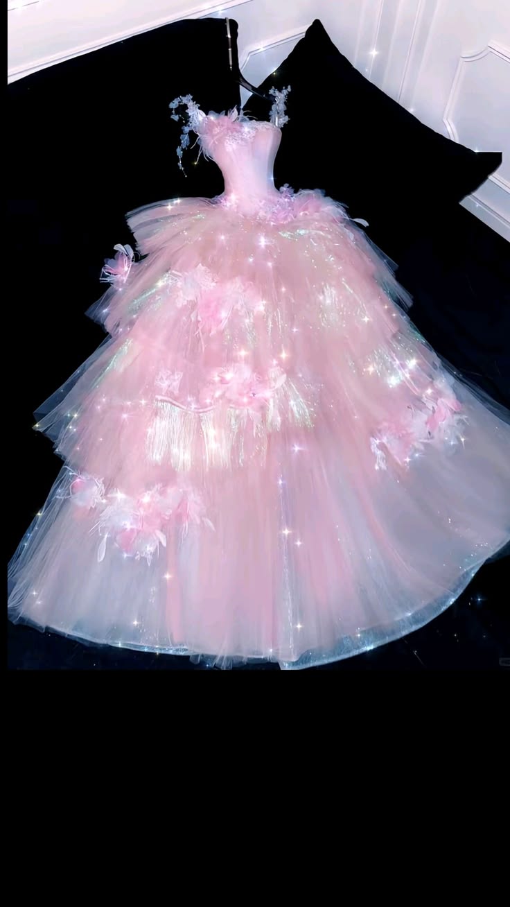 Prom Dress Sparkly Ball Gown Straps Pink Tulle Floor Length Formal Gown for Women Graduation Party RB9325
