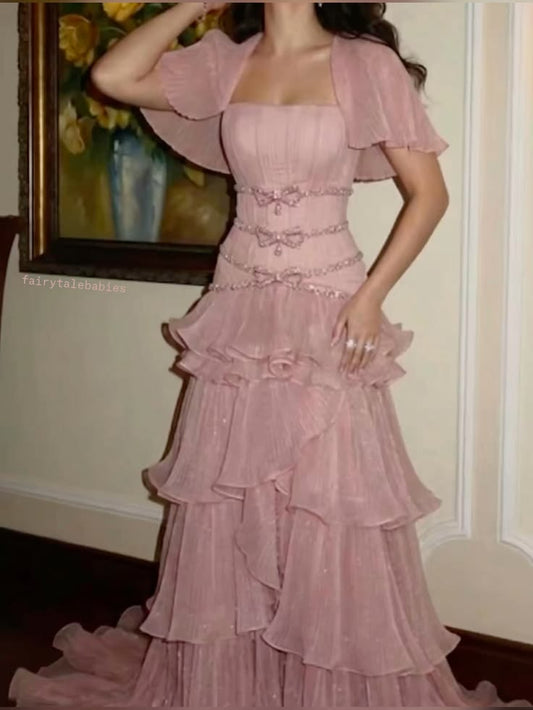 Dreamy A line Pink Perfection-Formal Gown Goals With Beading Long Prom Dress Evening Party Formal Outfits RB6692