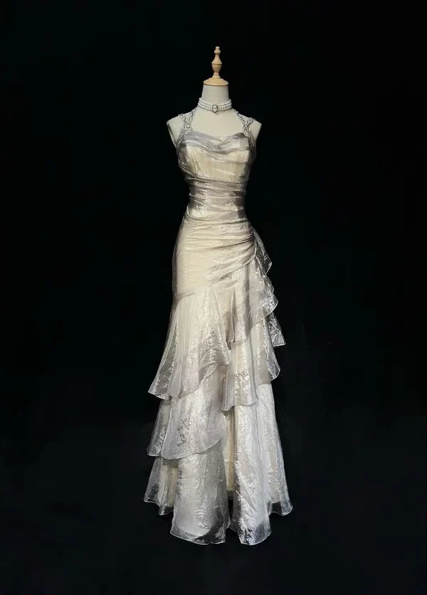 Vintage Meerjungfrauen-Abendkleid mit Spaghettiträgern, grün, langes Kleid für den 18. Geburtstag, Abschlussballkleid für die High School, AB041