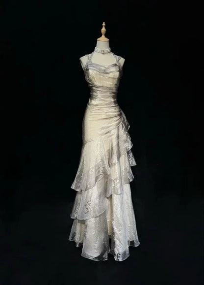 Vintage Meerjungfrauen-Abendkleid mit Spaghettiträgern, grün, langes Kleid für den 18. Geburtstag, Abschlussballkleid für die High School, AB041