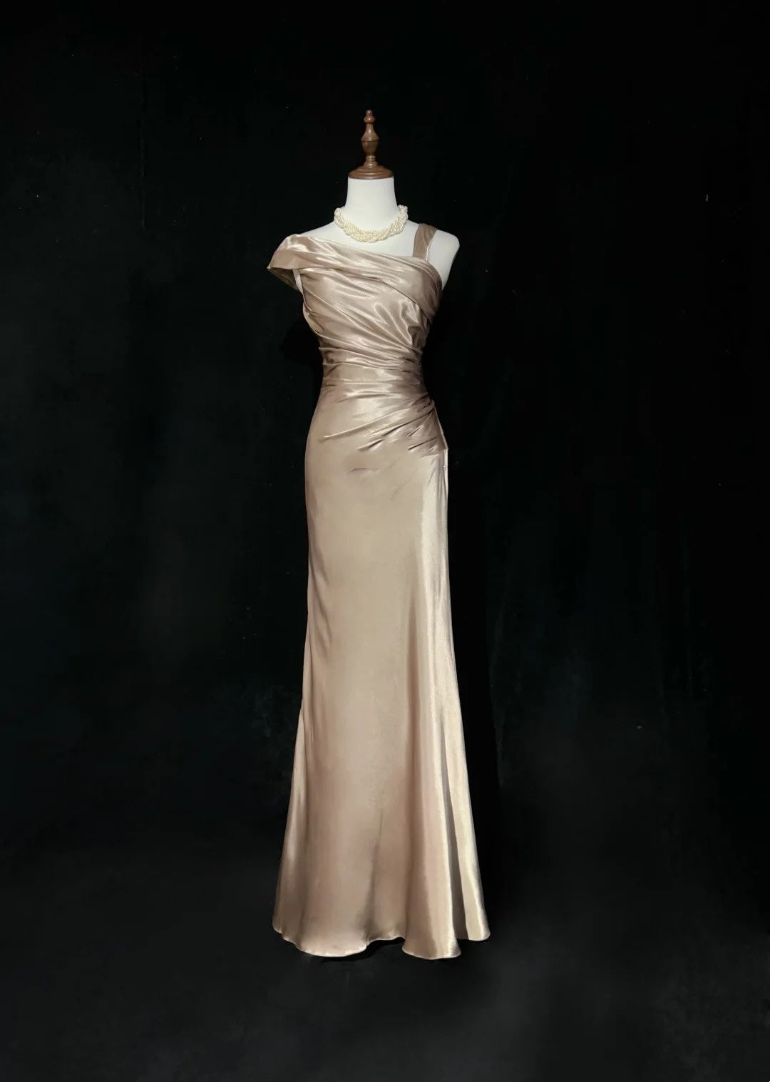 Retro Gown Prom Vintage Dresses Mermaid Champagne With Folds Long 90s Formal Outfits N2320