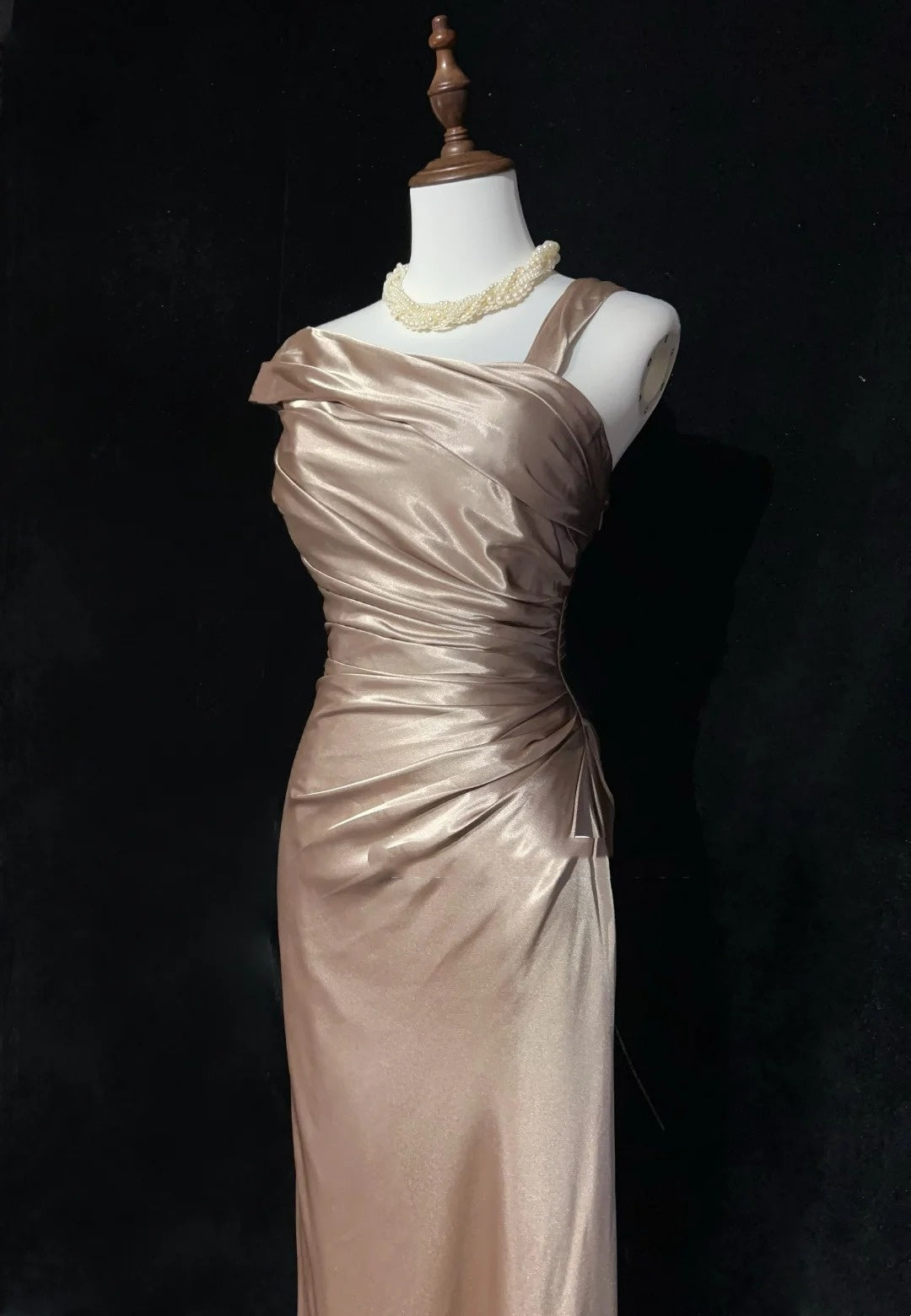 Retro Gown Prom Vintage Dresses Mermaid Champagne With Folds Long 90s Formal Outfits N2320