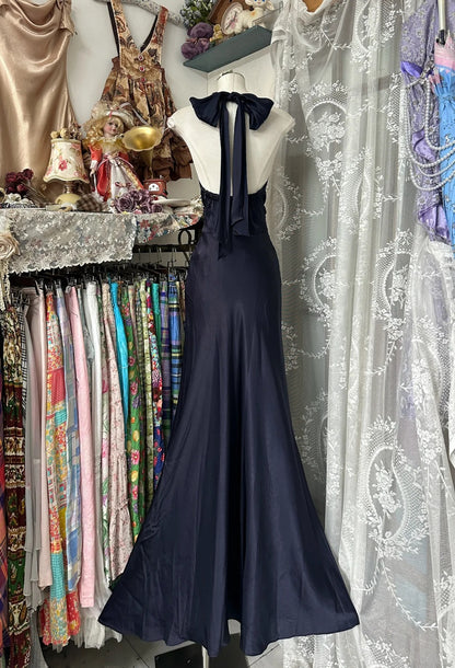 Elegant Mermaid V Neck Black Satin Long Prom Dresses For Teens Evening Outfits Formal Dress N1049