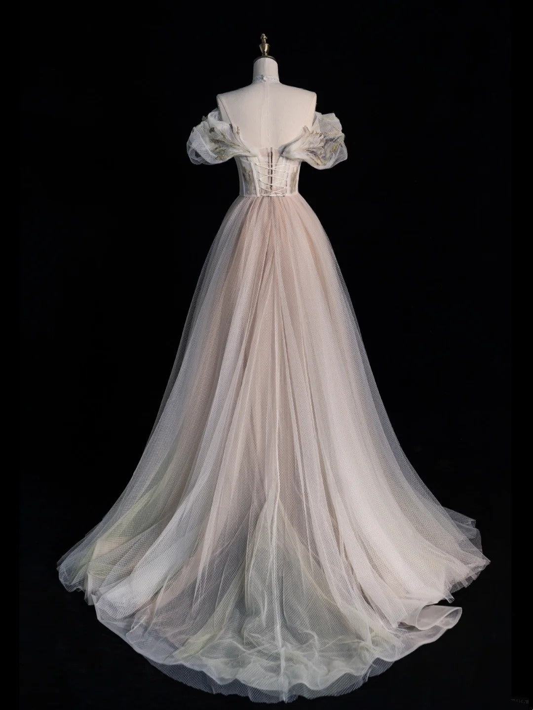 Robe de bal sobre à épaules dénudées couleur champagne, longue, pour lycéennes et jeunes filles, robe de demoiselle d'honneur formelle N1054