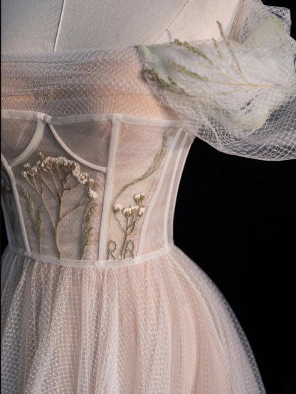 Robe de bal sobre à épaules dénudées couleur champagne, longue, pour lycéennes et jeunes filles, robe de demoiselle d'honneur formelle N1054