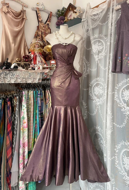 Retro Meerjungfrauen-Abendkleid, trägerlos, lang, für Teenager, Abendgarderobe, formelles Kleid N1060