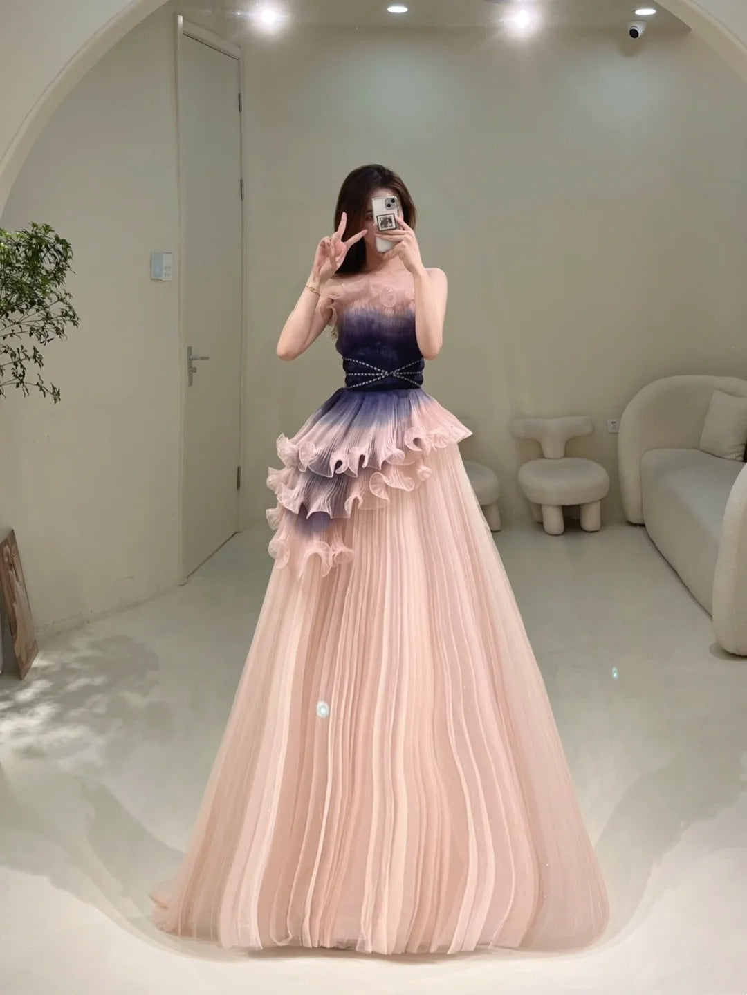 Robe de bal élégante sans bretelles en tulle rose poudré, robe de soirée longue inspirée des robes de bal de fin d'année N202