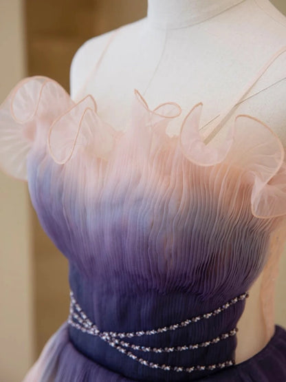 Robe de bal élégante sans bretelles en tulle rose poudré, robe de soirée longue inspirée des robes de bal de fin d'année N202