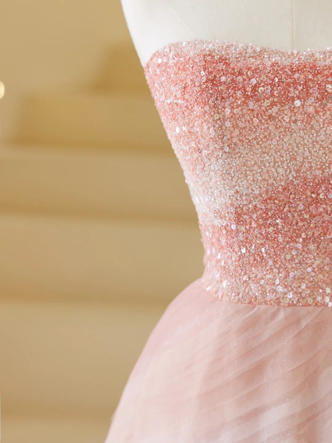 Robe de bal élégante sans bretelles en tulle rose, robe de soirée charmante, robe d'invitée de mariage tendance AB1015