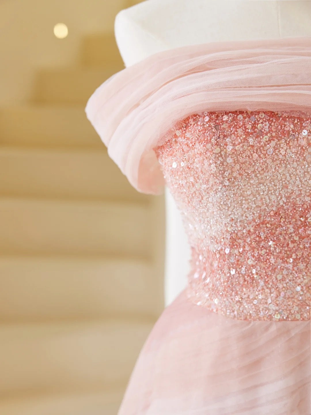 Robe de bal élégante sans bretelles en tulle rose, robe de soirée charmante, robe d'invitée de mariage tendance AB1015