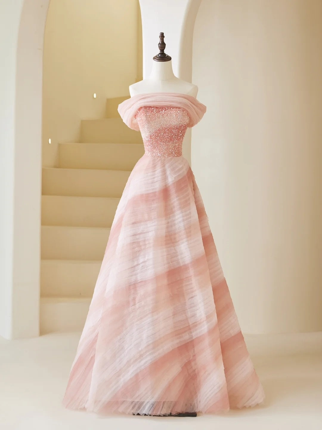 Robe de bal élégante sans bretelles en tulle rose, robe de soirée charmante, robe d'invitée de mariage tendance AB1015