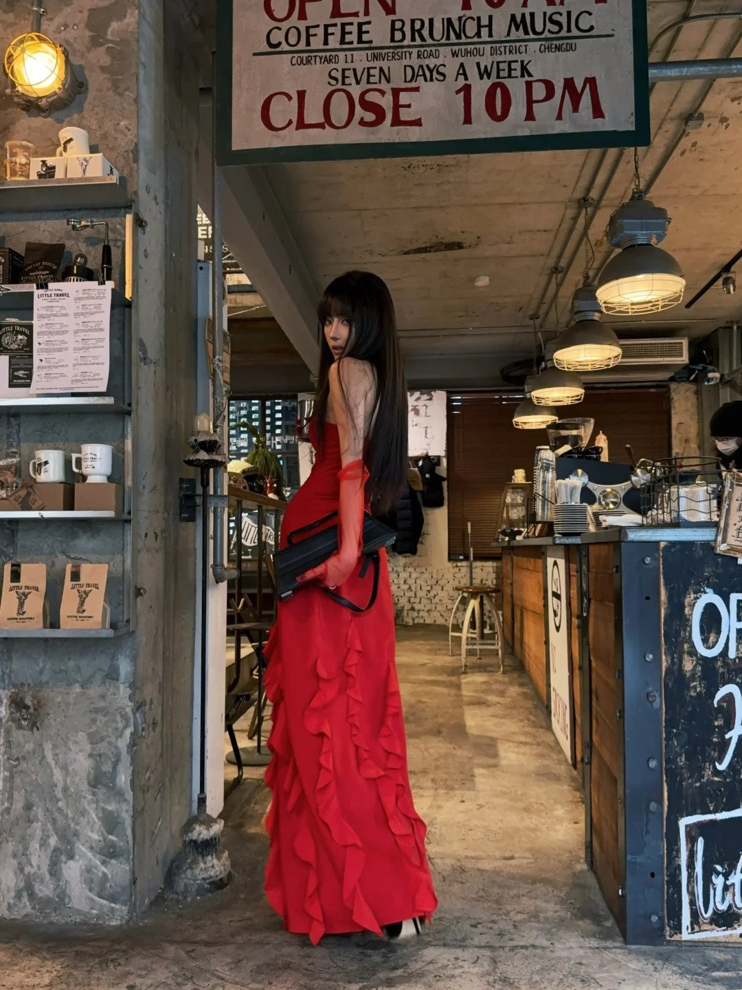Sexy Mermaid Strapless Red With Gloves Long Prom Dresses Formal Dress Party Birthday Outfits N405