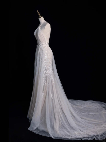 Robe de mariée sirène classique dos nu en dentelle blanche avec appliques, style vintage, robe de mariée d'été N561
