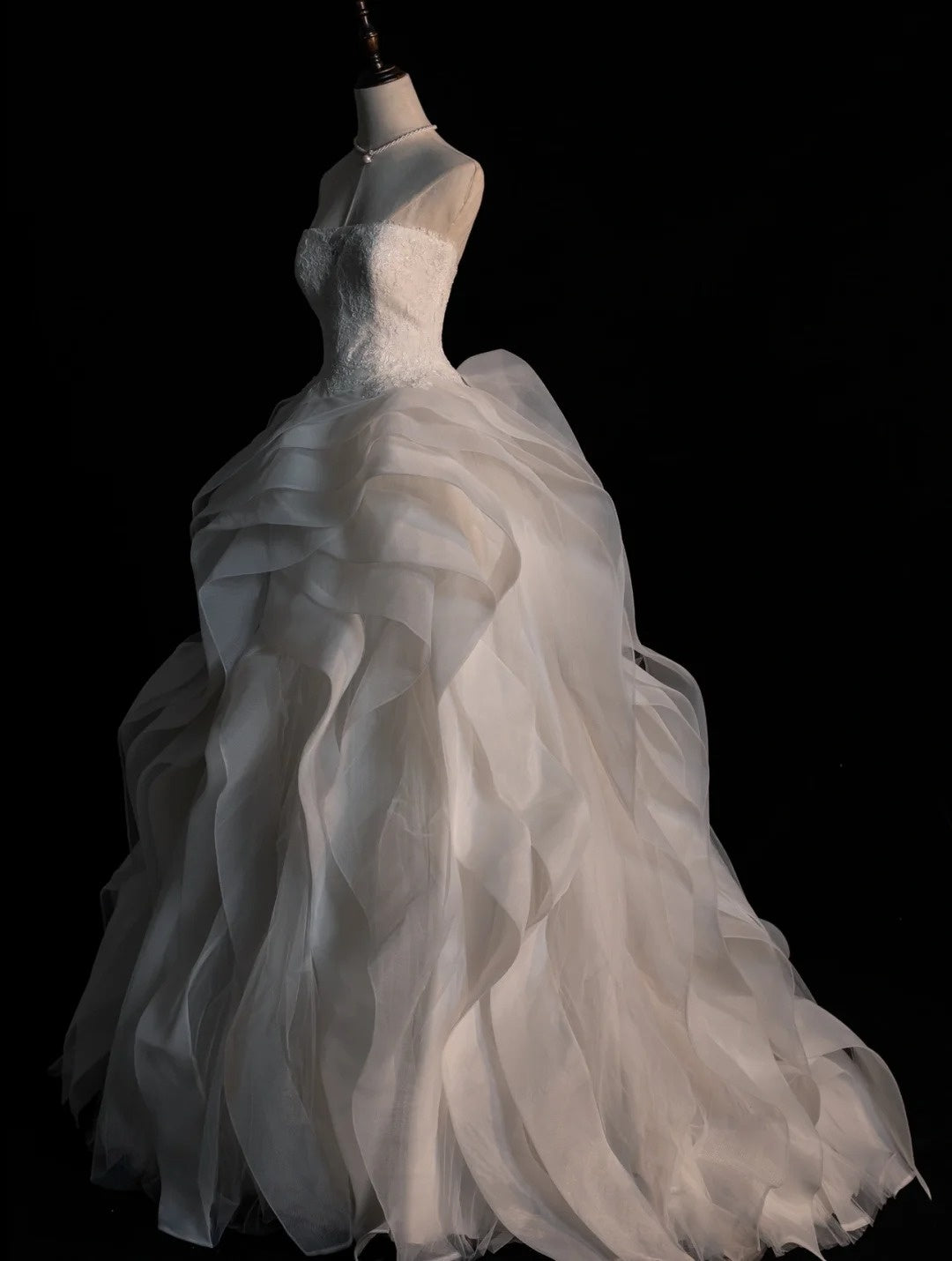 Robe de mariée de rêve, bustier cœur, tulle blanc à volants plissés, style vintage, robe longue N565