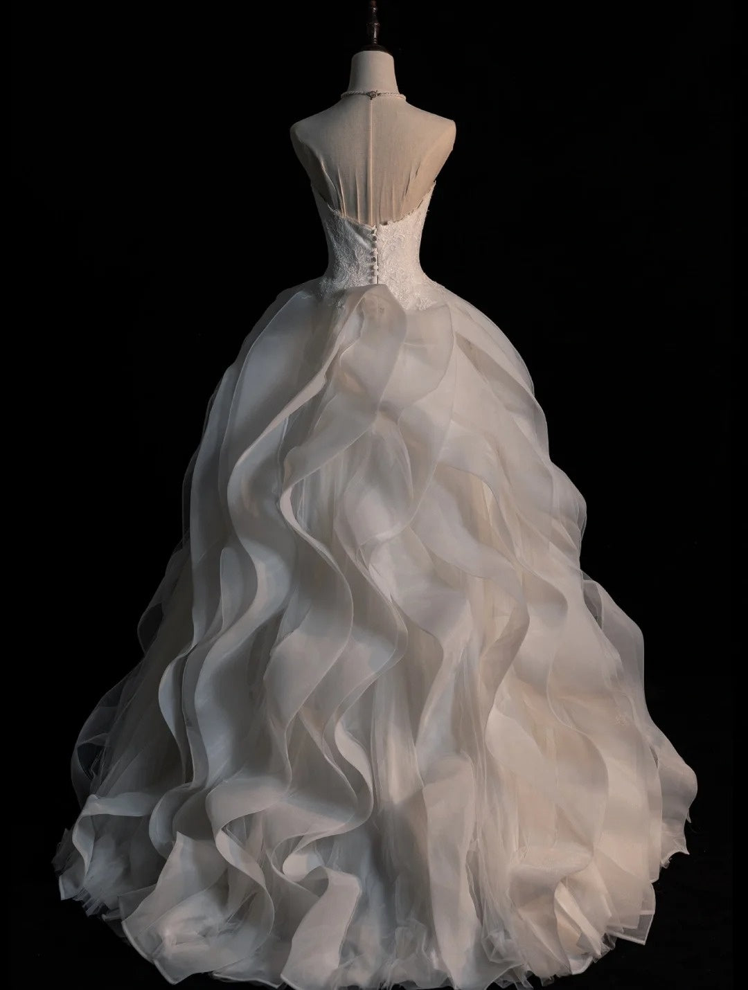 Robe de mariée de rêve, bustier cœur, tulle blanc à volants plissés, style vintage, robe longue N565