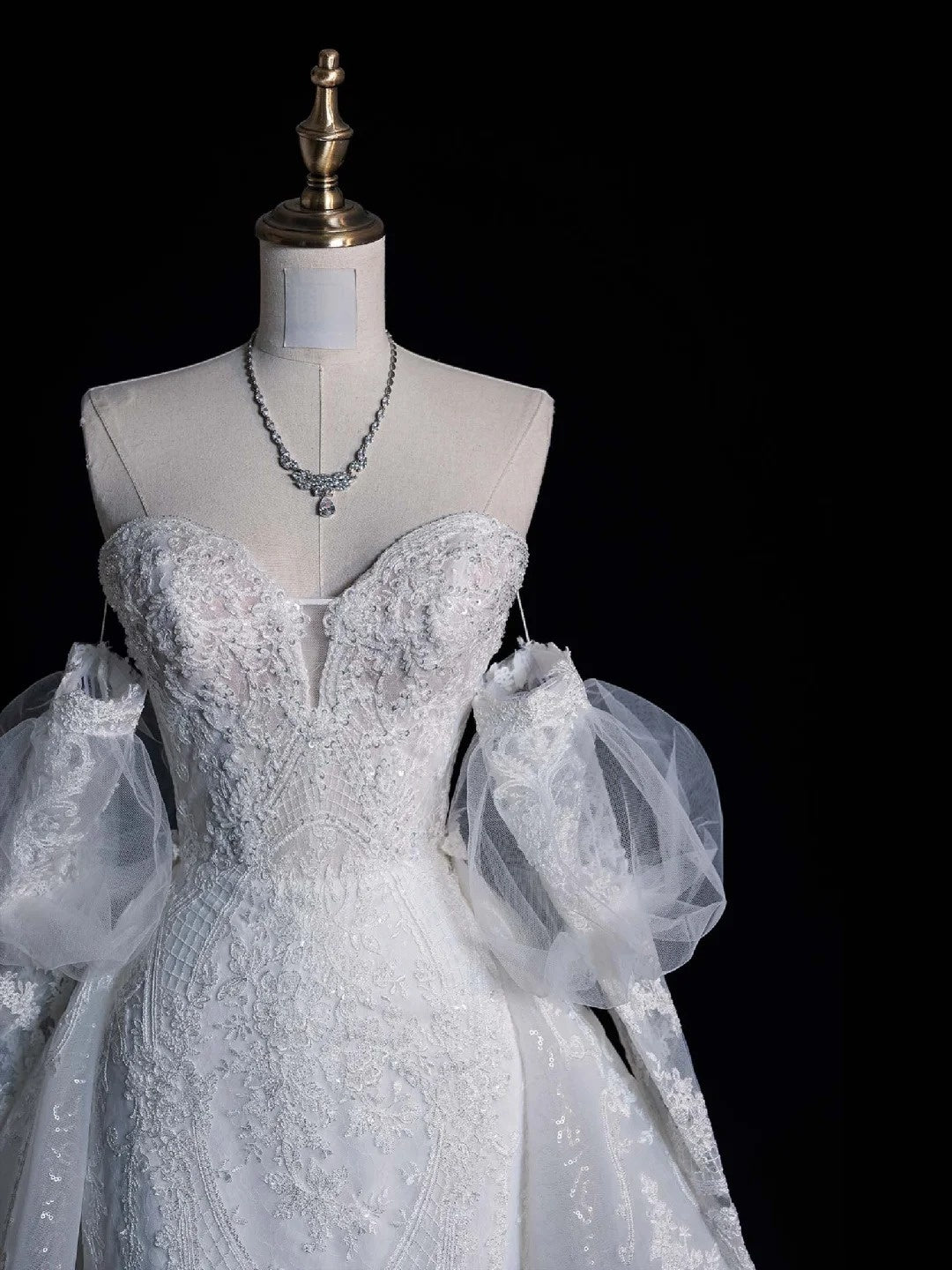 Civil Wedding Dresses Mermaid Sweetheart White With Long Sleeves Lace Brides Dress Fitted Bridal Gowns N567