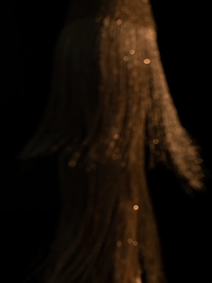 Robe de bal longue sirène modeste à col en V et franges à sequins N606