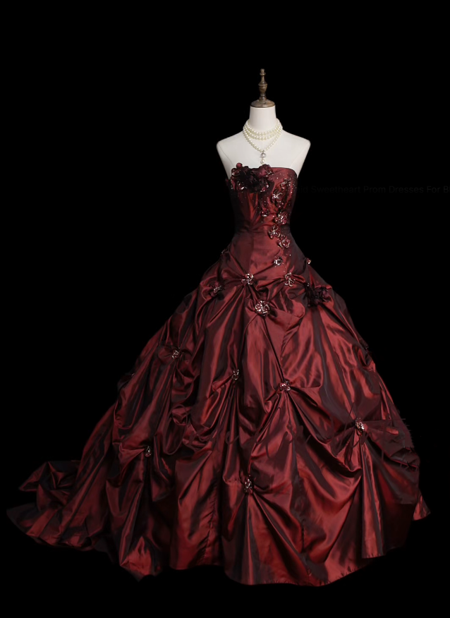 Robe de bal rétro bustier bordeaux années 60, robe de soirée longue et élégante N830