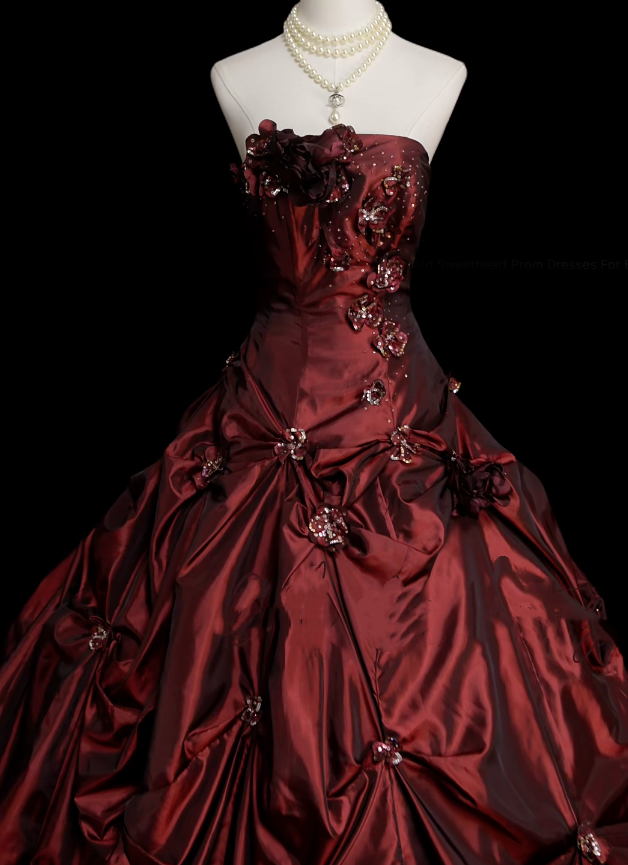 Robe de bal rétro bustier bordeaux années 60, robe de soirée longue et élégante N830