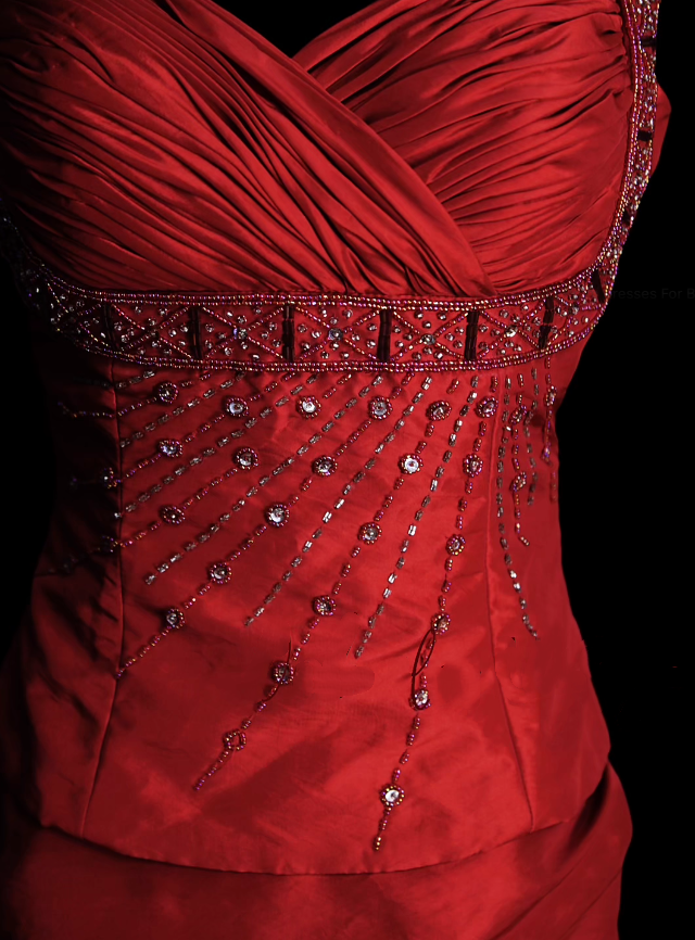 Robe de bal longue plissée en satin bordeaux, style sirène rétro chic, bretelles, années 1950, référence N831