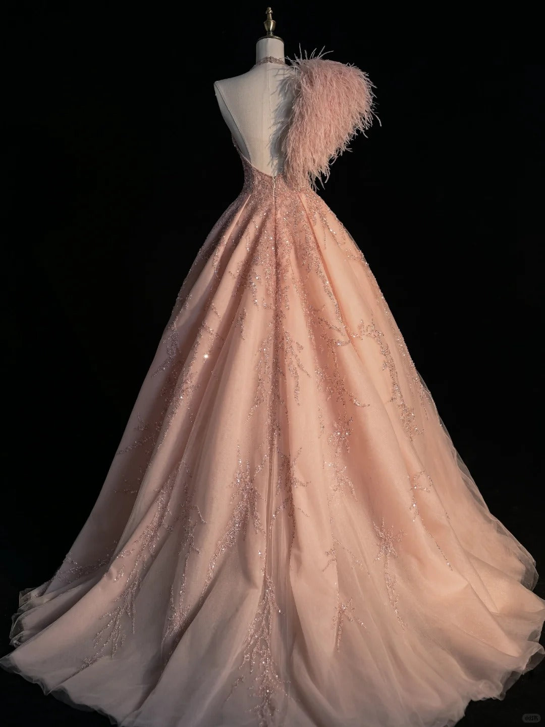 Elegante Ballkleider mit Rundhalsausschnitt, Pailletten, rosafarben, langes Abendkleid, Abschlussballkleid, Outfit für den 20. Geburtstag N873