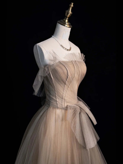 Robe de bal princesse bustier en tulle champagne, longue, tenue de soirée, robe de cérémonie N960