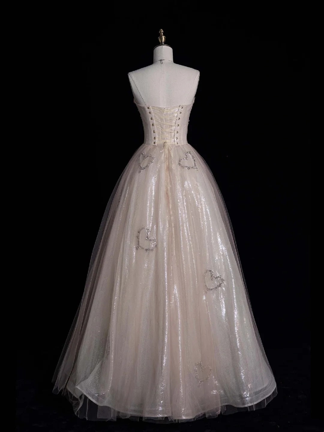 Prinzessinnen-Ballkleid, herzförmiges Design, rosa Spitze, langes Ballkleid, Abendkleid, formelles Kleid N961