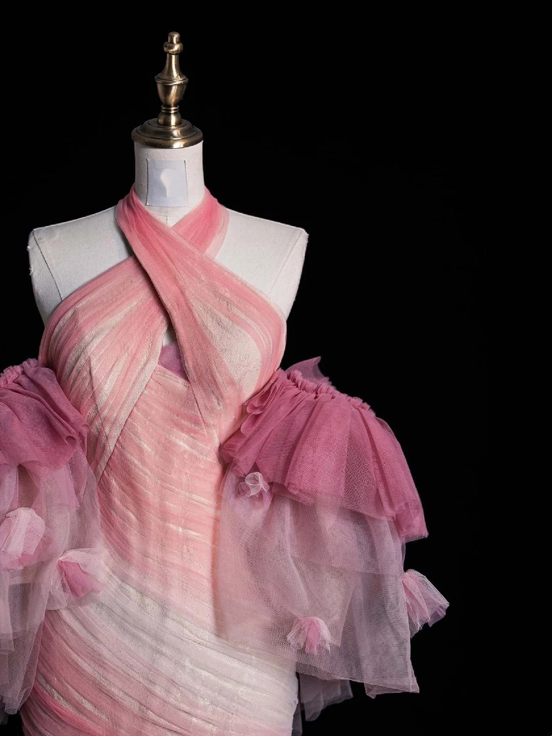 Robe de soirée rétro sirène dos nu en tulle rose à manches longues, robe de bal de fin d'année, robe de soirée élégante N962