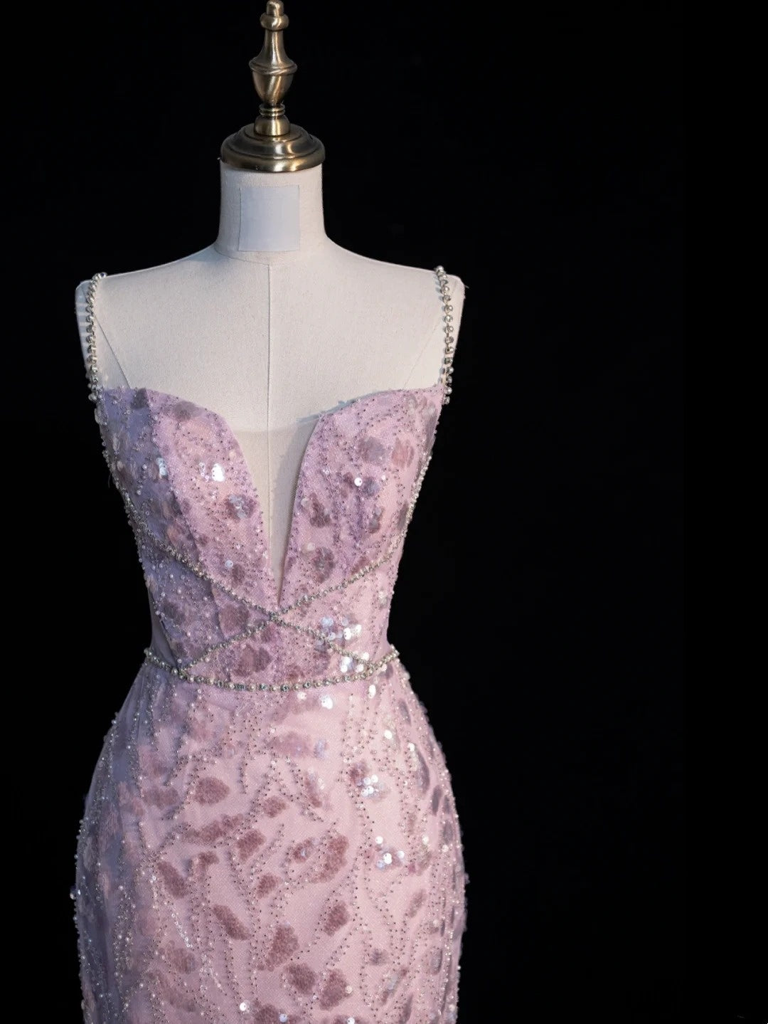 Sparkly Mermaid Spaghetti Strap Lilac Sequins Long Party Dresses Prom Dresses Impress Formal Party Dress N943
