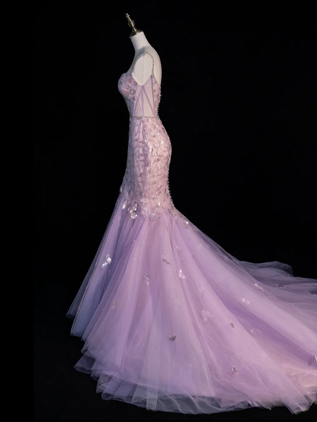 Sparkly Mermaid Spaghetti Strap Lilac Sequins Long Party Dresses Prom Dresses Impress Formal Party Dress N943
