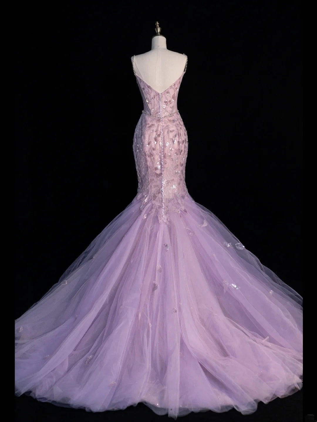 Sparkly Mermaid Spaghetti Strap Lilac Sequins Long Party Dresses Prom Dresses Impress Formal Party Dress N943