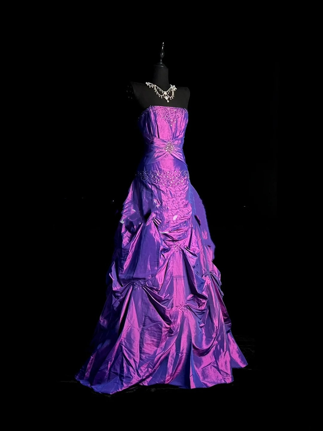 Vintage Meerjungfrauen-Abendkleid im Stil der 1950er Jahre mit herzförmigem Schnitt, Perlenbesatz und Strasssteinen, langes Ballkleid, Partykleid, Outfit für den 18. Geburtstag N944