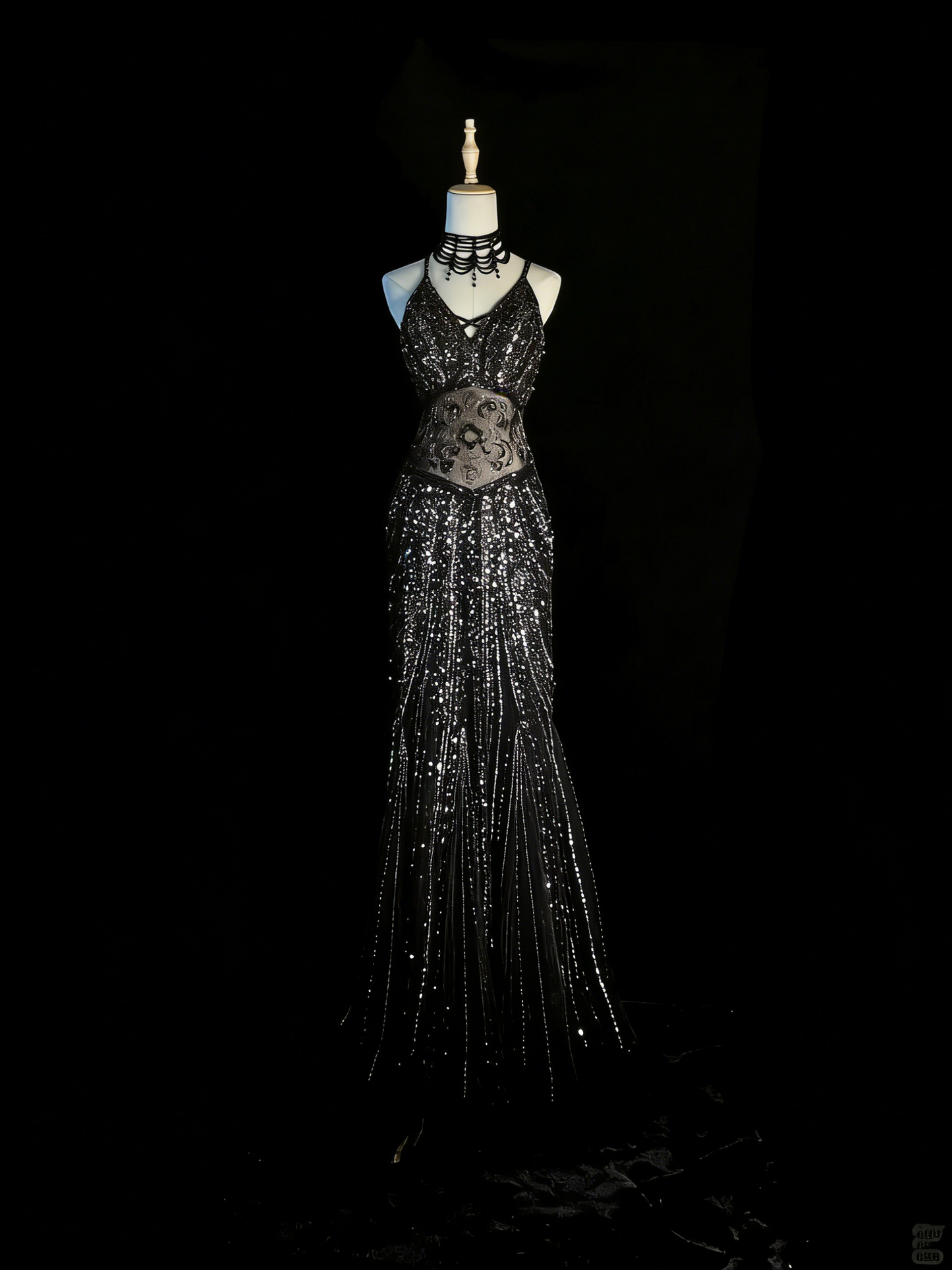 Robe de soirée longue sirène chic à bretelles spaghetti et sequins noirs, robe de bal élégante, robe de soirée formelle N934