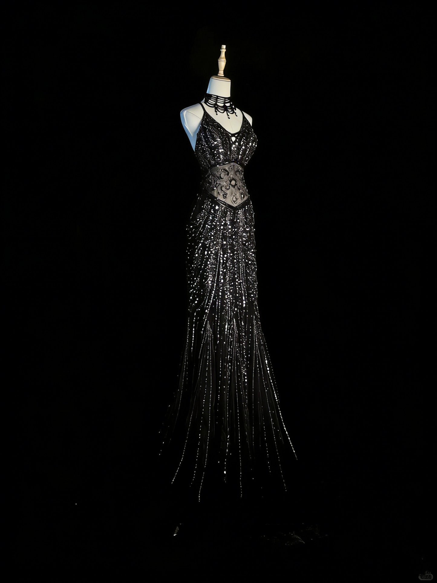 Robe de soirée longue sirène chic à bretelles spaghetti et sequins noirs, robe de bal élégante, robe de soirée formelle N934