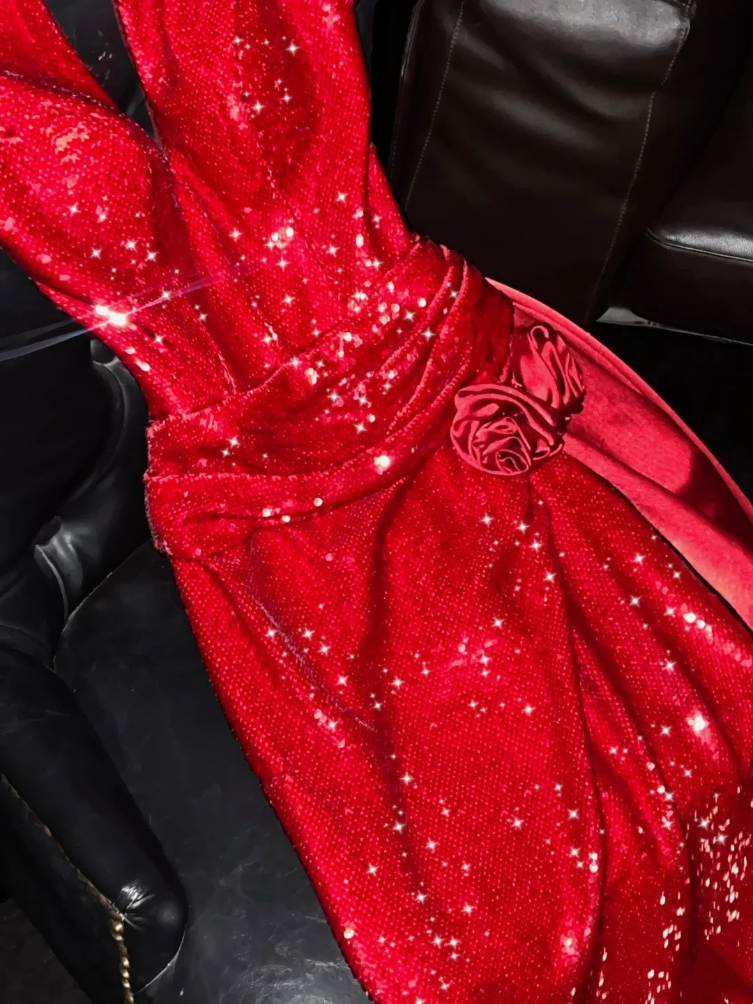 Robe de soirée longue rouge à paillettes, dos nu, style sirène scintillante, robe de bal, robe de cérémonie élégante N941