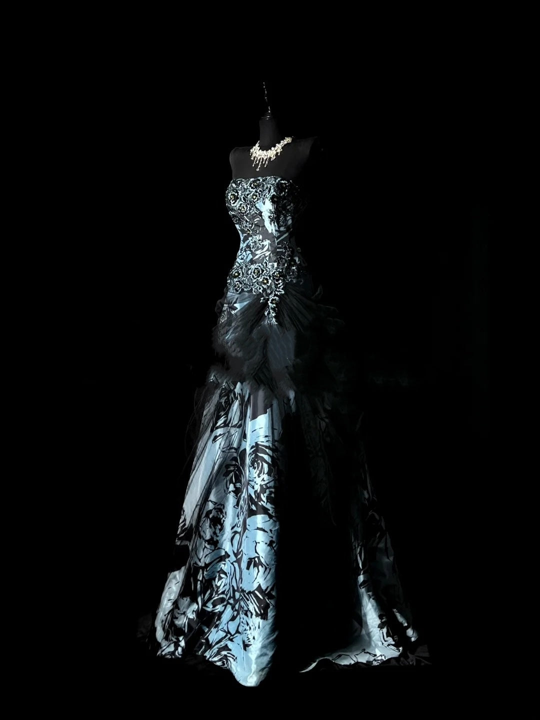 Robe de bal rétro bustier en satin fleuri avec cape, robe de soirée longue, robe de bal élégante pour les élèves de terminale N970