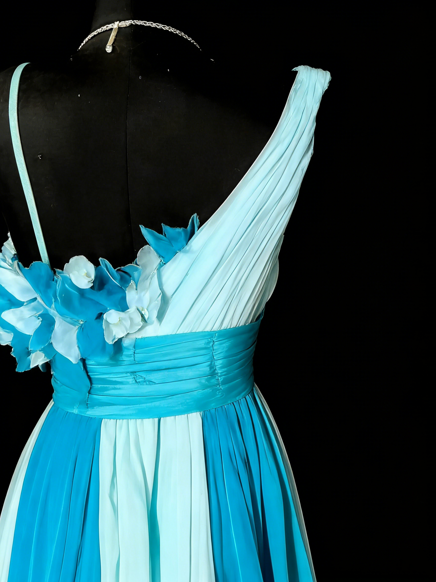 Robe de bal longue princesse trapèze asymétrique en mousseline multicolore à volants, tenue de soirée formelle N981