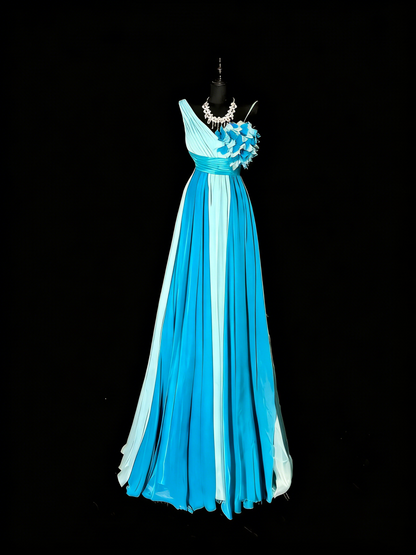 Robe de bal longue princesse trapèze asymétrique en mousseline multicolore à volants, tenue de soirée formelle N981